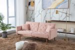 Velvet Sofa ;  Accent sofa .loveseat sofa with rose gold metal feet and