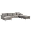 Modern Velvet Fabric Couch Reversible Chaise Sofa U Shaped Couch Sofa with Ottoman for Living Room; Apartment