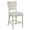 Farmhouse Dining Room Accent Chairs French Distressed Bedroom Barstools with Round Rattan Back Elegant Kitchen Chairs Side Chair; Set of 2 ; Rattan Ba