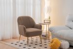 Modern Soft Teddy fabric Ivory Ergonomics Accent Chair Living Room Chair Bedroom Chair Home Chair With Gold Legs And Adjustable Legs For Indoor Home