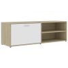 vidaXL TV Cabinet White and Sonoma Oak 47.2"x13.4"x14.6" Engineered Wood