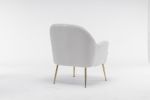 Modern Soft Teddy fabric Ivory Ergonomics Accent Chair Living Room Chair Bedroom Chair Home Chair With Gold Legs And Adjustable Legs For Indoor Home