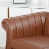 83.46''  PU Rolled Arm Chesterfield Three Seater Sofa.