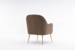 Modern Soft Teddy fabric Ivory Ergonomics Accent Chair Living Room Chair Bedroom Chair Home Chair With Gold Legs And Adjustable Legs For Indoor Home