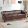 83.46''  PU Rolled Arm Chesterfield Three Seater Sofa.