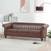 83.46''  PU Rolled Arm Chesterfield Three Seater Sofa.