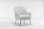 Modern Soft Teddy fabric Ivory Ergonomics Accent Chair Living Room Chair Bedroom Chair Home Chair With Gold Legs And Adjustable Legs For Indoor Home