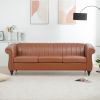 83.46''  PU Rolled Arm Chesterfield Three Seater Sofa.