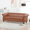 83.46''  PU Rolled Arm Chesterfield Three Seater Sofa.