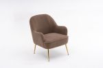 Modern Soft Teddy fabric Ivory Ergonomics Accent Chair Living Room Chair Bedroom Chair Home Chair With Gold Legs And Adjustable Legs For Indoor Home