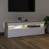 vidaXL TV Cabinet with LED Lights White and Sonoma Oak 47.2"x13.8"x15.7"