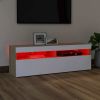 vidaXL TV Cabinet with LED Lights White and Sonoma Oak 47.2"x13.8"x15.7"