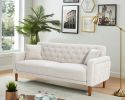 New Design Muitifunction Furniture Linen Sofa 2 Pillows Living Room Gray Loveseat with Button Tufting Easy to Clean