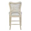 Farmhouse Dining Room Accent Chairs French Distressed Bedroom Barstools with Round Rattan Back Elegant Kitchen Chairs Side Chair; Set of 2 ; Rattan Ba