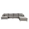 Modern Velvet Fabric Couch Reversible Chaise Sofa U Shaped Couch Sofa with Ottoman for Living Room; Apartment