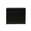 Living Room Sideboard Storage Cabinet Black High Gloss with LED Light; Modern Kitchen Unit Cupboard Buffet Wooden Storage Display Cabinet TV Stand wit