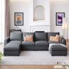 3 Pieces U shaped Sofa with Removable Ottomans