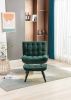 Modern Soft Velvet Fabric Material Large Width Accent Chair Leisure Chair Armchair TV Chair Bedroom Chair With Ottoman Black Legs For Indoor Home And