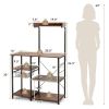 4-tier Kitchen Baker's Rack with Basket and 5 Hooks