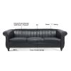 83.46''  PU Rolled Arm Chesterfield Three Seater Sofa.