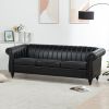 83.46''  PU Rolled Arm Chesterfield Three Seater Sofa.