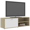 vidaXL TV Cabinet White and Sonoma Oak 47.2"x13.4"x14.6" Engineered Wood