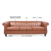 83.46''  PU Rolled Arm Chesterfield Three Seater Sofa.