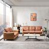 Living Room Furniture Linen Fabric Faux Leather with Wood Leg 2+3 Sectional (Dark Grey)