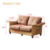 Living Room General Use Linen Fabric Faux Leather with Wood Leg Love Seat