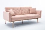 Velvet Sofa ;  Accent sofa .loveseat sofa with rose gold metal feet and