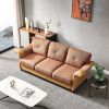 Living Room Furniture Linen Fabric Faux Leather with Wood Leg Sofa