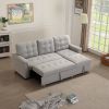 Linen Upholstered Sleeper Modular Sofa Bed Chaise Couch