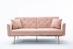 Velvet Sofa ;  Accent sofa .loveseat sofa with rose gold metal feet and