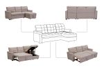 Linen Upholstered Sleeper Modular Sofa Bed Chaise Couch