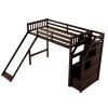 Twin Size Loft Bed with Storage and Slide