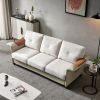 Living Room Furniture Linen Fabric Faux Leather with Wood Leg Sofa