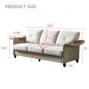 Living Room Furniture Linen Fabric Faux Leather with Wood Leg Sofa