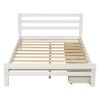 Wood platform bed with two drawers, full