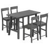 Minimalist industrial Style 5-Piece Counter Height Dining Table Set Solid Wood & Metal Dining Table with Four Chairs for Small Space