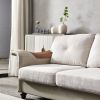 Living Room Furniture Linen Fabric Faux Leather with Wood Leg Sofa