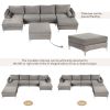 Modern Velvet Fabric Couch Reversible Chaise Sofa U Shaped Couch Sofa with Ottoman for Living Room; Apartment