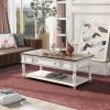 Two-tone Retro Cocktail Table Coffee Table Easy Assembly Movable with Caster Wheels for Livingroom (Antique Gray)