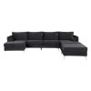 Modern Velvet Fabric Couch Reversible Chaise Sofa U Shaped Couch Sofa with Ottoman for Living Room; Apartment