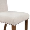 Upholstered Dining Chairs - Dining Chairs Set of 2 Fabric Dining Chairs with Copper Nails