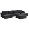 Modern Velvet Fabric Couch Reversible Chaise Sofa U Shaped Couch Sofa with Ottoman for Living Room; Apartment