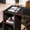 39.4" W x 47.2" D Corner Computer Desk L-Shaped Home Office Workstation Writing Study Table with 2 Storage Shelves and Hutches