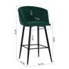 Modren Bar Stools Set of 2;  28'' Stools with Back for Kitchen;  Metal Frame Velvet Upholstered;  Kitchen Stools for Island;  Rose