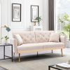 Velvet Sofa ;  Accent sofa .loveseat sofa with rose gold metal feet and