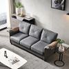 Living Room Furniture Linen Fabric Faux Leather with Wood Leg Sofa