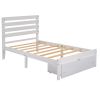 Twin Size Platform Bed with Drawer, Gray